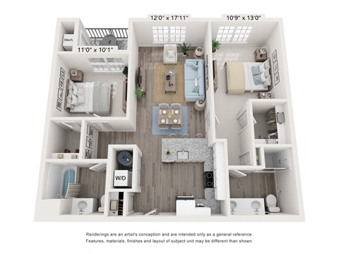 Two Bed Two Bath 1002 sq. ft. at Brookfield Village Apartments in Brookfield, CT, 06804